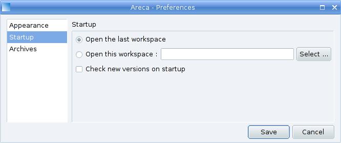 User preferences (Startup)